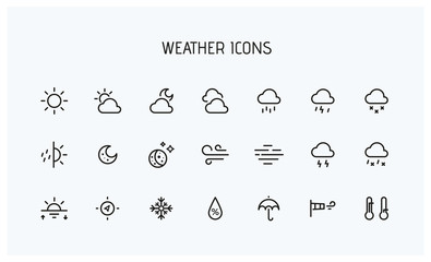 Modern weather icons set. Flat vector symbols