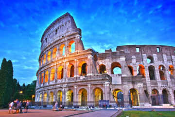 Fototapeta na wymiar The Colosseum or Coliseum in the city of Rome, Italy.