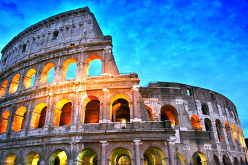 The Colosseum or Coliseum in the city of Rome, Italy.