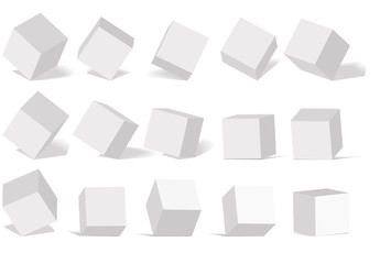 Fototapeta na wymiar Cube icon set with perspective. 3d model of a cube. Isolated on white background. Vector illustration.