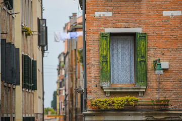 Traditional window of an ancient building in Venice, Italy