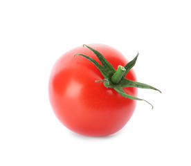 Fresh ripe whole tomato on white background