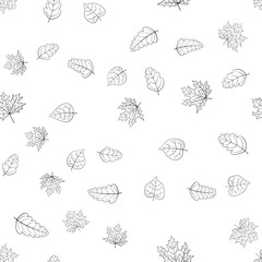 abstract vector doodle autumn leaves seamless pattern