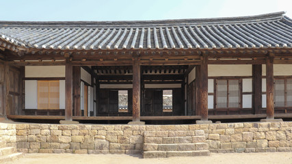 The front view of Korean traditional house.