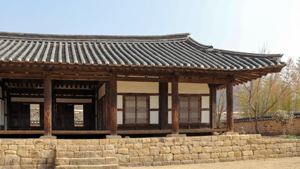 The front view of Korean traditional house.