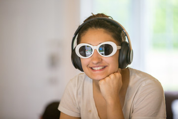 Teenagers Smiling with Headphones