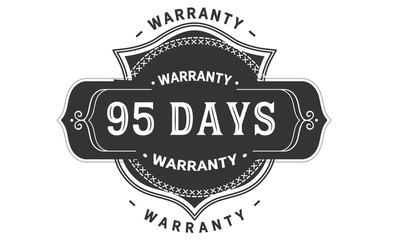 95 days warranty icon vintage rubber stamp guarantee