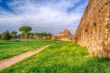 Fototapeta na wymiar Ruins of the Parco degli Acquedotti, Rome, Italy