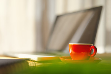 Coffee on the office table.