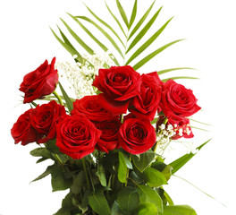Bouquet of red roses isolated on white background