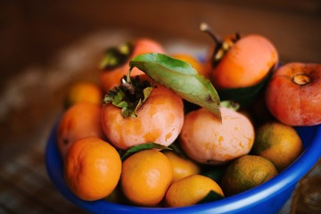 Seasonal persimmons and tangerines in Abkhazia