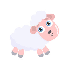 Cute little sheep. Flat design.