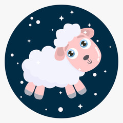 Cute little sheep. Flat design.