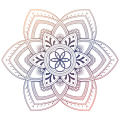 Set of vintage Wedding Invitation card with Mandala pattern and in color. Vector illustrator of abstrack background. Meditation element for India yoga