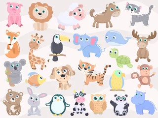 Poster Speelgoed Schattige dieren set. Plat ontwerp