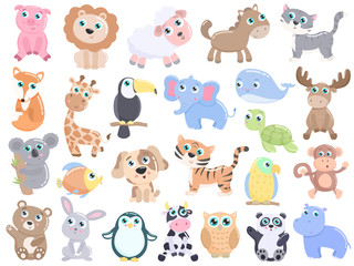 Obraz na płótnie Canvas Cute domestic animals. Flat design