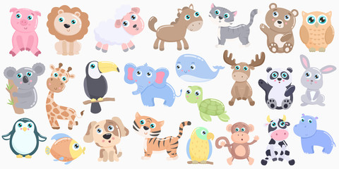 Cute animals set. Flat design