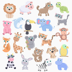 Cute animals set. Flat design