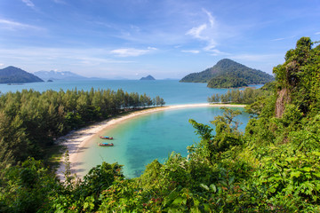 Fototapeta na wymiar White sand beach at Khang Khao Island (Bat island), Ranong Province, Thailand.
