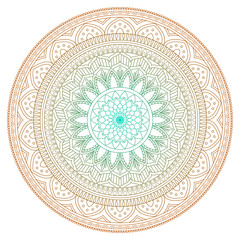 Set of vintage Wedding Invitation card with Mandala pattern and in color. Meditation element for India yoga. Ornament for decorating a greeting