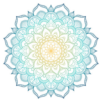 Mandala pattern colored background. Vector illustration. Meditation element for India yoga. Ornament for decorating a greeting. Set of vintage Wedding Invitation card