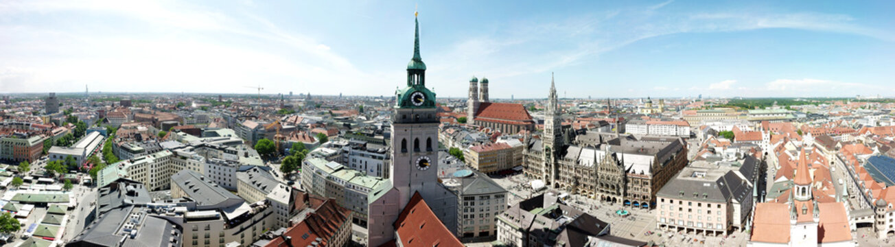 Panoramaluftaufnahme der Innenstadt in M&uuml;nchen, Deutschland