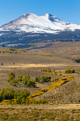 Mountains with aspens in fall