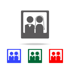picture of the bride and groom icons. Elements of wedding in multi colored icons. Premium quality graphic design icon. Simple icon for websites, web design, mobile app