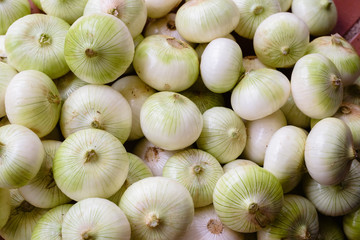 Heap of peeled onions