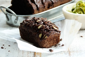 Homemade Chocolate Zucchini Bread, selective focus