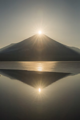 Fuji Diamond. Fuji diamond at Lake Yamanakako in winter season. Diamond Fuji is the name given to the view of the setting sun meeting the summit of Mt. Fuji.