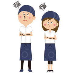 ポップな居酒屋店員の男女が悩む