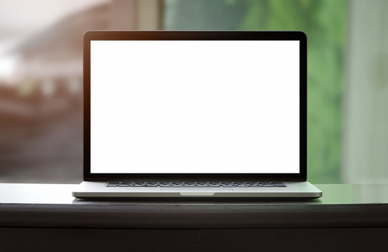 laptop with blank white screen
