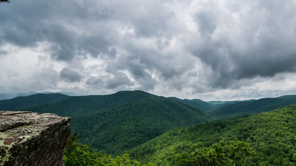 Fototapeta premium Blue Ridge Parkway mountain overlook on stormy day