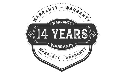 14 years  warranty icon vintage rubber stamp guarantee