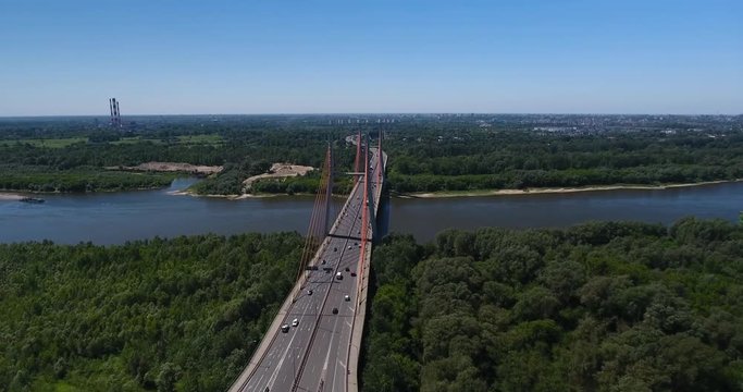 Aerial View Of Bridge Siekierkowski In Warsaw