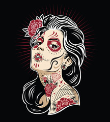Day of the dead girl vector illustration