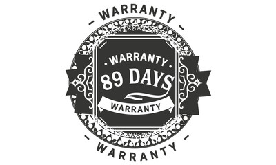 89 days warranty icon vintage rubber stamp guarantee