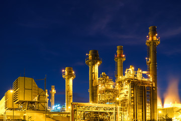 Power plant in the industrial estate with twilight sunset