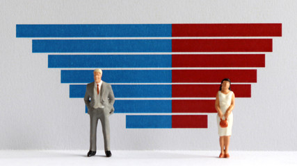 Bar charts and miniature people. Gender difference and wage differentials in the company.