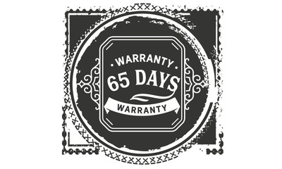 65 days warranty icon vintage rubber stamp guarantee