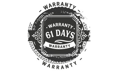 Fototapeta premium 61 days warranty icon vintage rubber stamp guarantee