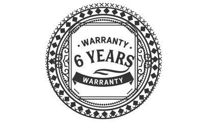 6 years warranty icon vintage rubber stamp guarantee