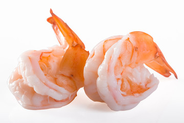 Fresh shrimp isolated on the white background
