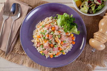 Fried rice with ham and egg