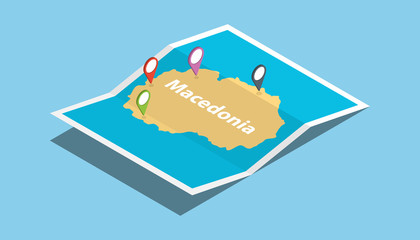 republic of macedonia explore maps country nation with isometric style and pin location tag on top