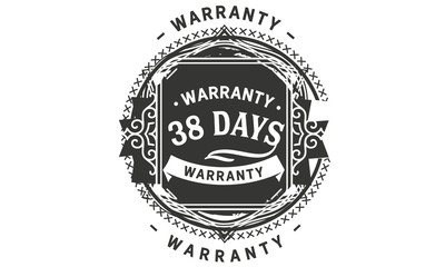 38 days warranty icon vintage rubber stamp guarantee