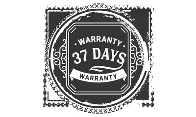 37 days warranty icon vintage rubber stamp guarantee