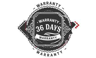 36 days warranty icon vintage rubber stamp guarantee