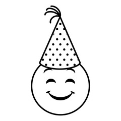 emoji face with party hat vector illustration design